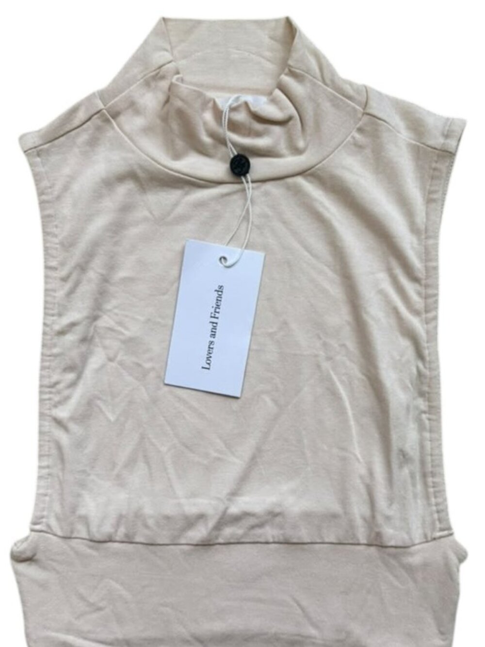 Lovers + Friends Womens XXS Ivory Cream Cropped T Shirt Fitted Short Sleeve NWT.
